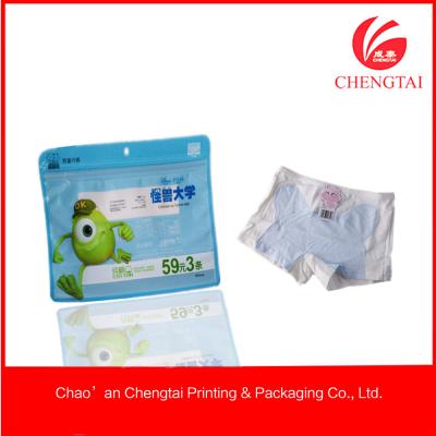 China Resealable Zippered Plastic Packaging For Clothing Children Underwear Use for sale