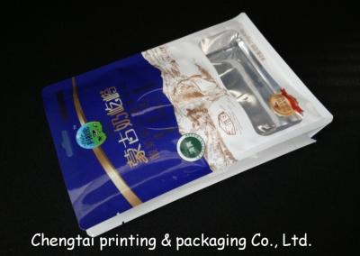 China Gravure Half Side Aluminum Flat Bottom Plastic Bags Stand Up Pouches With Tear Notch for sale