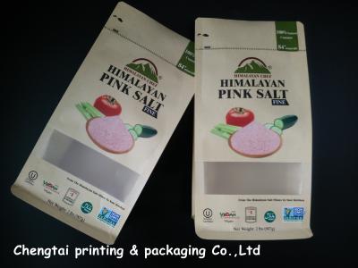 China Himalajasalz-Papier-Beutel-Verpackenkraftpapier-Beutel mit Zipverschluss-/-block-Unterseite zu verkaufen