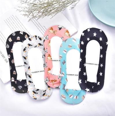 China Wholesale new style antibacterial no show ladies summer thin female socks non-slip cartoon socks for sale