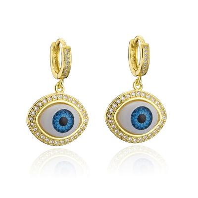 China CLASSIC Copper Plated Micro-Inlaid Zircon Jewelry 3D Eye Earrings Women for sale