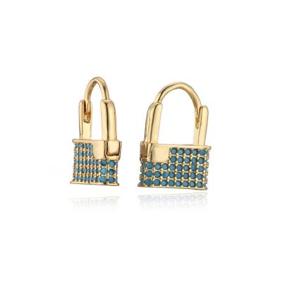 China Love Lock Earrings CLASSIC Gold Plated Copper Earrings Colored Zircon for sale