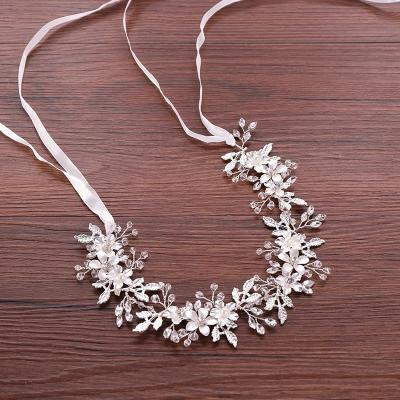 China European and American rhinestone bridal silver bridal hairband flower headband wedding flower style headband wedding hair accessories floral headpiece for sale