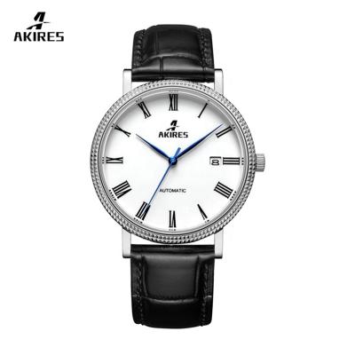 China movt watch MIYOTA 9015 date automatic luxury leather wrist watch stainless steel mechanical watch for men for sale