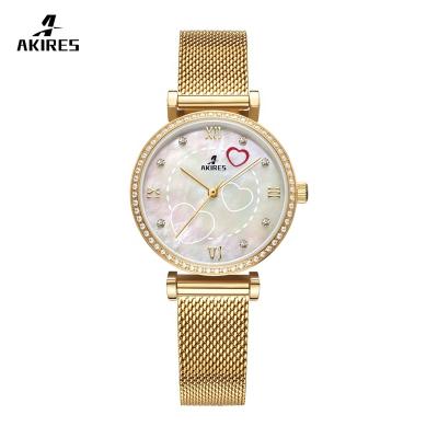 China Akires Day/Date Women's Quartz Watch OEM/ODM 5ATM Waterproof Stainless Steel Watch for sale