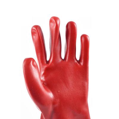 China Water Proof Competitive Price Oil And Water Resistant Chemical Resistant PVC Dipping Fully Protect Gloves 30Cm For Industrial for sale