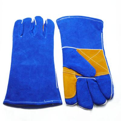 China Anti-Cut CE Palm Good Quality Cowhide Reinforced Industrial Gloves Scare Argon Split Leather Welding Gloves EN388 for sale