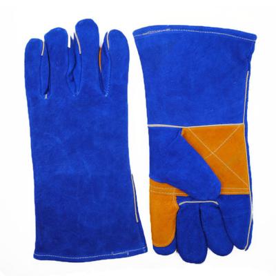 China Good Quality EN388 Anti-Cut Whip Tig Protective Gloves Industrial Cowhide Welding Gloves 14 Inch Split Blue Two-Layer for sale