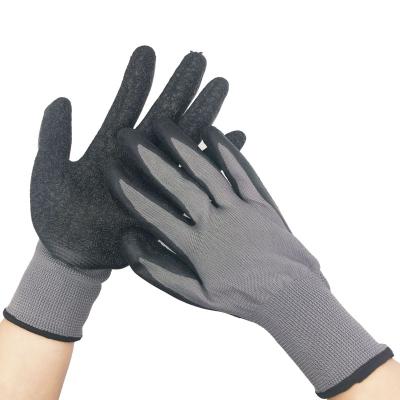 China Flexity and Comfortable Competitive 13G Polyester Nylon Comfort Grip Wrinkle Latex Ply Coated Work Gloves for Mechanic for sale