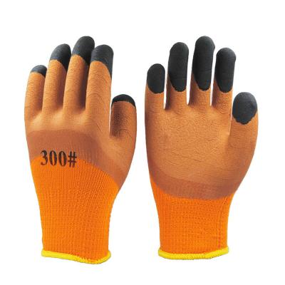 China Best Selling Acrylic Coating Heating Finger Reinforce Double Dipped Latex Foam Half Dipped Coated Winter Work Gloves for sale