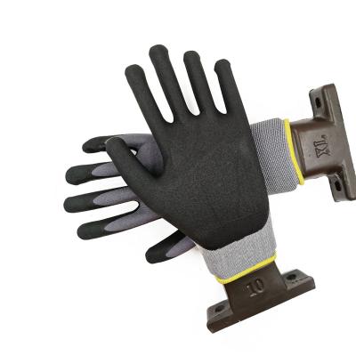 China 15G Box 15G Micro Foam Nylon Spandex Nitrile Anti-oil Custom Logo 300Pair Coated Repairing Gloves With Grip for sale