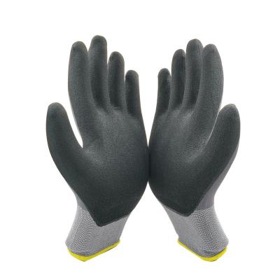 China Custom Safety 15G Anti-oil Nitrile Gloves Nylon Spandex Sandy Grip Nitrile Foam Palm Dip Coated Mechanical Gloves for sale