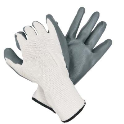 China Excellent Dexterity Wholesale 13G Smooth Nitrile Palm Coating Grip Safety Nylon Dipped Firm Gloves For Construction for sale