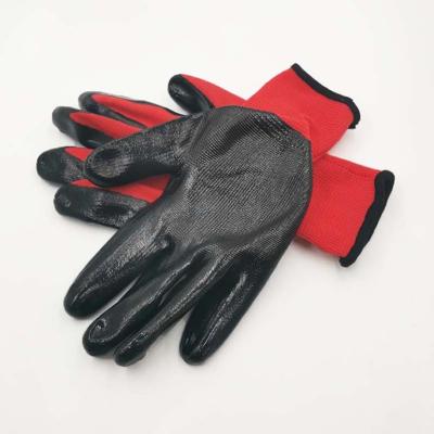 China EN388 Anti-oil Nitrile Hand Grip Work Gloves Nitrile Work Nylon Smooth Palm Coated Construction Gloves for sale