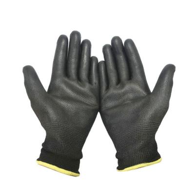 China Competitive Price PU Anti Static Safety Gloves PU Black Nylon Palm Safety Working Liner Gloves 13G EN388 for sale