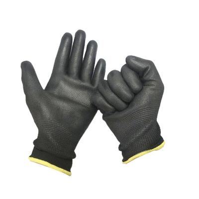 China Competitive Price Anti-Static Gauge EN388 13 Nylon Polyester Dipping Palm Fits Black PU Coated Hand Protection Work Gloves for sale