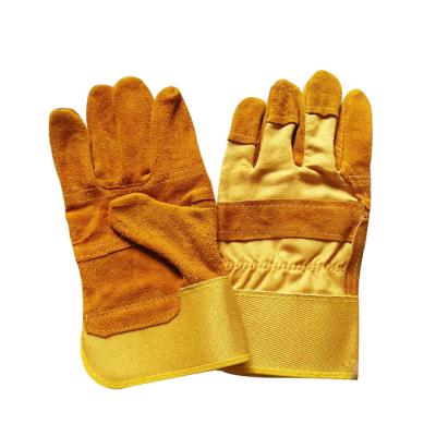 China Wholesale Cheap Yellow Cowhide 10.5 Inch Anti-Heat Split Rigger Canadian Work Garden Gloves Cowhide Men Safety Leather for sale