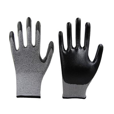 China 13 Gauge Good Quality Cheap PU Nitrile Anti-Gray Smooth Finish Anti-Cut Level 5 Heavy Duty Cut Work Gloves for sale