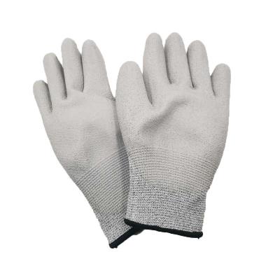 China 13G Anti-Cut Gray HPPE PU Palm Coated Level 5 Resistant Safety Gloves Anti Cut Proof Gloves For Glass Work for sale