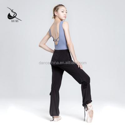 China 117126001 Pants Draw String Shaping Black Pants With Skirt Modern Dance Pants for sale