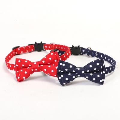 China Amazon Direct Sales Pet Stocked Top Selling Rope Supplies New Pet Collar Bow Knot Button Bell Cat Wave Point Collar for sale