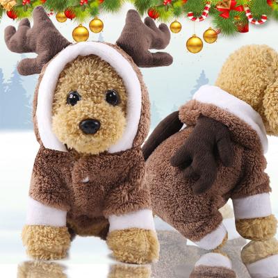 China European and American Stocked Costume Coral Velvet Warm Pets Clothes Amazon Winter Series Christmas Moose for sale