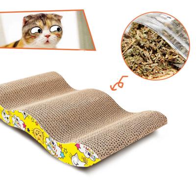 China Stocked Most Seller Cartoon Arched Cat Scratcher Toy Thickened Wear Resistant Scratch Resistant Cat Scratching Board for sale