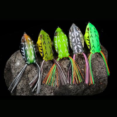 China 5pcs 5.5cm Frog 12g Lure Set Artificial Soft Bait Frog Topwater Lure Floating Double Hook LW-50 for sale