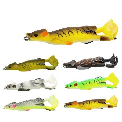 China Silicone 9cm 12g Fishing Plastic Artificial Mouse Fishing Lures Kingfrog Bait Soft Bionic Double Hook Top Water Float for sale