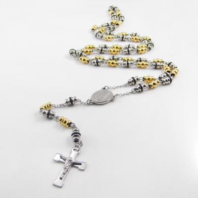 China Latest Rosary Chain Necklace Design Beads Necklace 316L Stainless Steel Rosary Chain Fashion Religious Jewelry NZC006 for sale