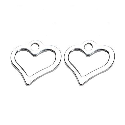 China 11*11mm Casual Stainless Steel DIY Mirror Polished Accessories / Sporty Hollow Out Love Heart Pendants Charms Heart Make Jewelry for sale