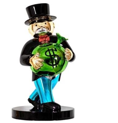 China Cartoon Toy Custom Fiberglass Monopoly Sculpture Resin Plating Monopoly Statue For Home Decoration for sale