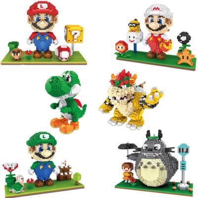 China Construction Toy cute Japanese game models action figure super mario Bowser Yoshi kids block plastic building block boys educational gift toy for sale