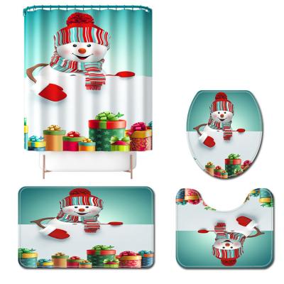 China 2022 New Sustainable Creative Christmas Printing Polyester Bath Shower Curtains for sale