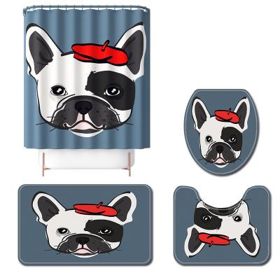 China Sailor Bulldog 3D Printing Design Viable Fancy Wholesale Custom Shower Curtain for sale