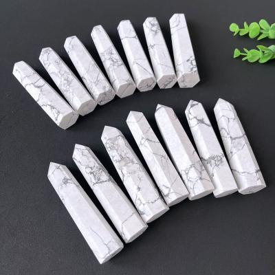 China Europe 9-11cm Natural Crystal Wand Healing Stones Reiki White Howlite Point Howlite Tower for sale