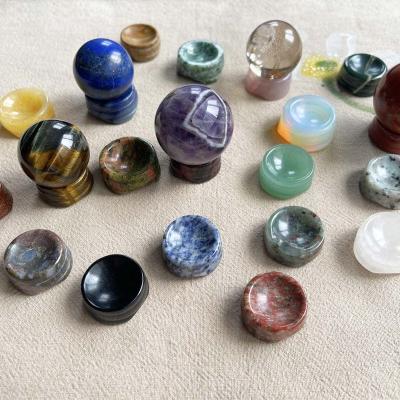 China Europe Wholesale Semi-precious Stone Crafts Natural Crystal Ball Stand Mixed Crystal Sphere Stand Base for sale