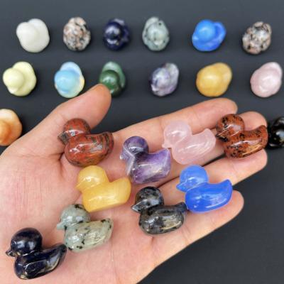 China Europe Wholesale Natural Crystal Carving Hand Made Yellow Calcite Rose Quartz Variety Quartz Crystal Duck for sale