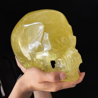 China Europe Wholesale Unique Yellow Citrine Skulls For Collection Decoration for sale