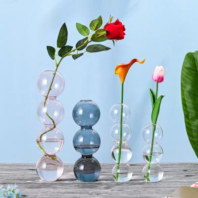 China New Viable Clear Colorful Bubble Glass Vase, Ball Flower Vase For Household Small Decoration for sale