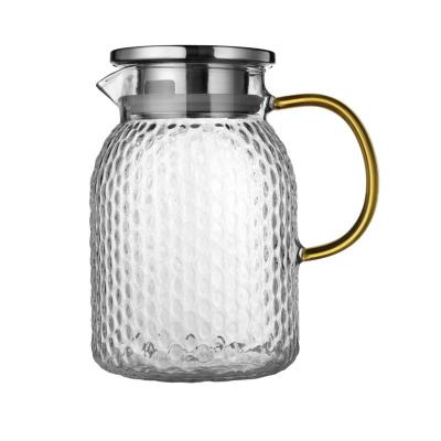 China Creative Home Viable High Borosilicate High Quality Clear Blown Glass Hammer Thickened Teapot With Stainless Steel Lid for sale