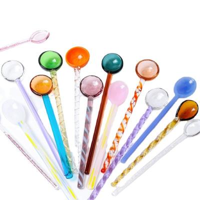 China Viable wholesale hot sale cute creative glass spoon, candies creative spoon can be customized logo for sale