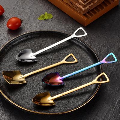 China Modern viable hot sale wholesale stainless steel simple spoon, creative shovel spoon can be customized logo for sale