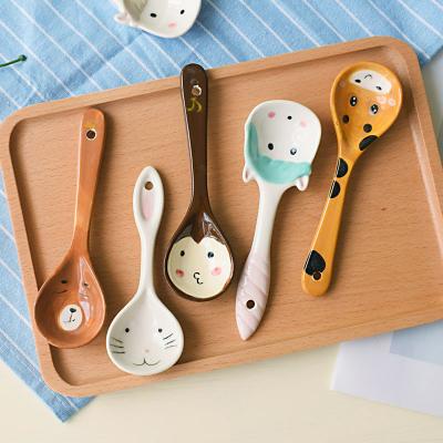 China Viable wholesale hot sale cute creative ceramic spoon, Japanese style creative spoon can be customized logo for sale