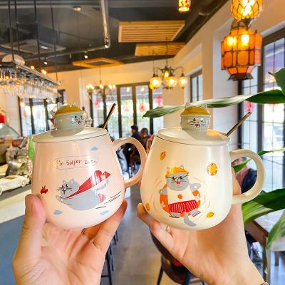 China Cartoon Viable Creative Cute Cat Ceramic Mug, Home Office Business Gift Personality Cute Milk Juice Coffee Cup for sale