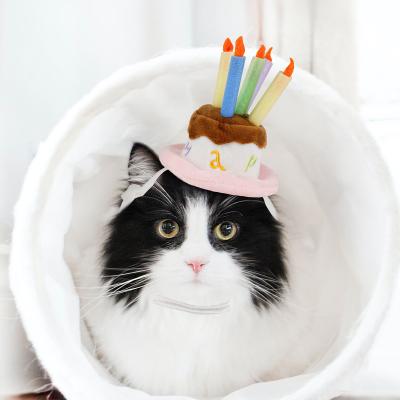 China Sustainable Pet Hat Birthday Cake Hat With Candle For Dog Cat Party Dog Accessories Hat for sale