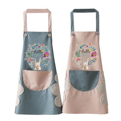 China Wholesale Custom Made Eco-Friendly/Durable/Washable Logo Coffee BBQ Plain Cute Cartoon Rabbits Food Cooking Waterproof Chef Cleaning Aprons Kitchen Bib Apron for sale