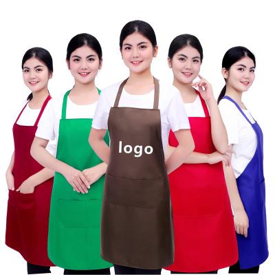 China Wholesale Custom Eco-Friendly/Durable/Washable Restaurant Kitchen Cleaning Women Cooking Bib Chef Bartender Advertising Apron Kitchen With 2 Pockets for sale