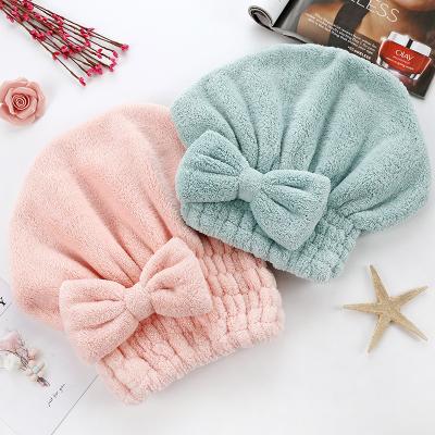 China QUICK DRY SPA Shower Bathroom Hair Drying Ultra Plush Microfiber Turban Drying Hair Towel Wrap Fast Hair Dryer Hat For Women for sale