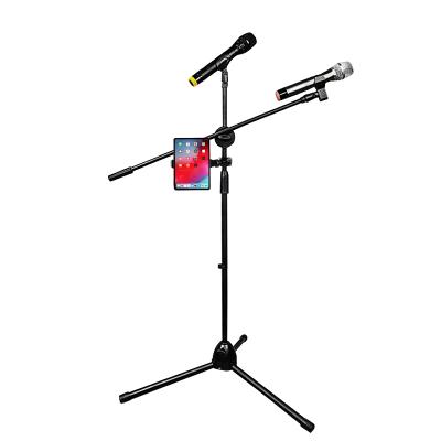 China Two Clips Professional Amazon All Metal Adjustable Height Floor Tripod Microphone Stand for sale